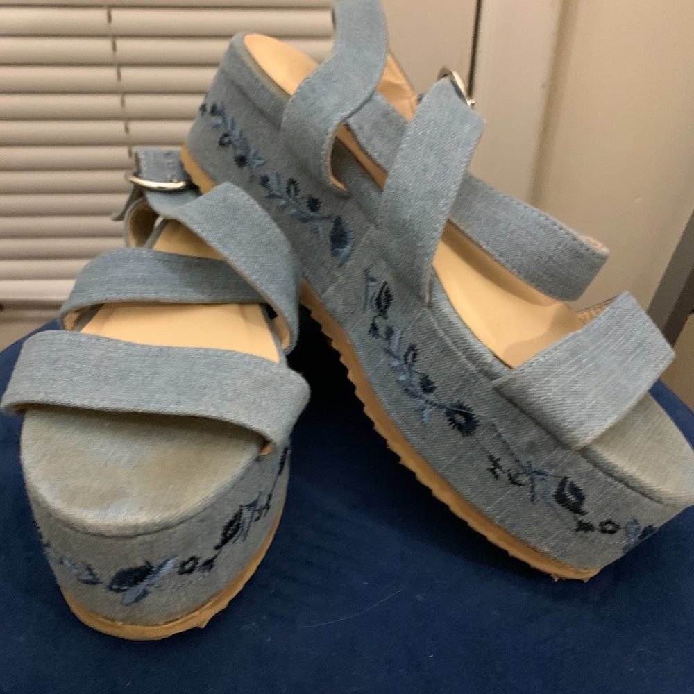 blue platform sandals